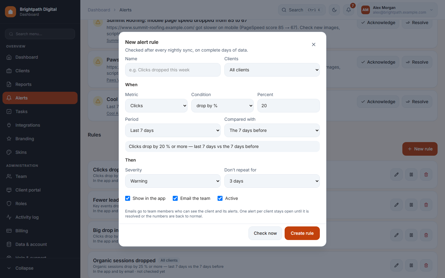 The New rule dialog