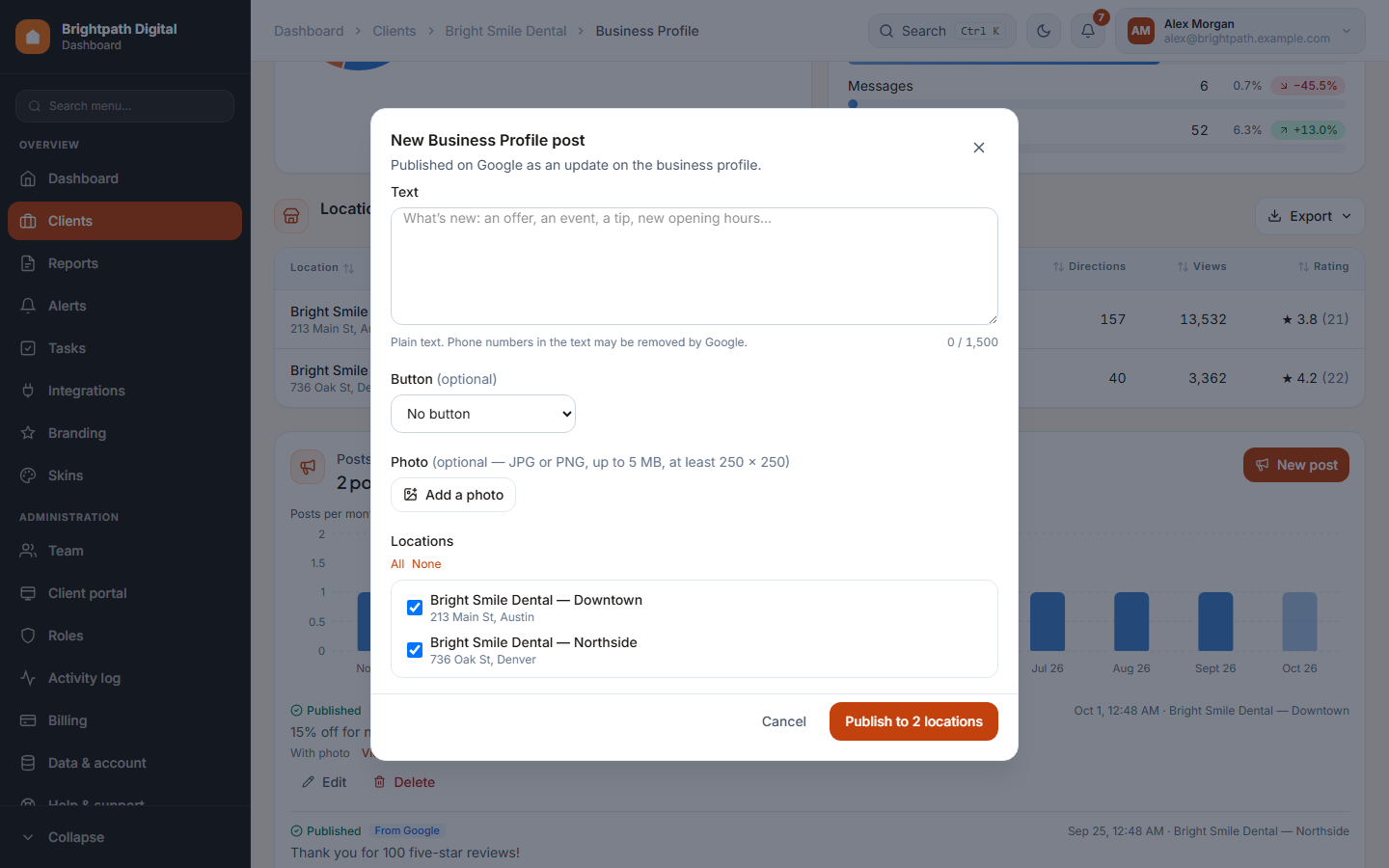 The New post dialog