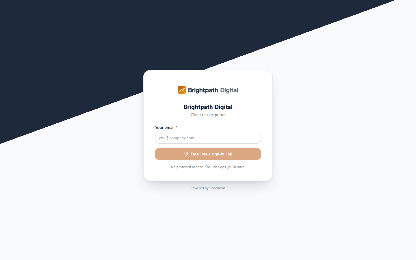 The client portal login page