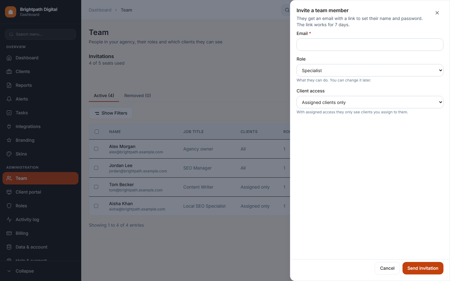 The Invite member dialog
